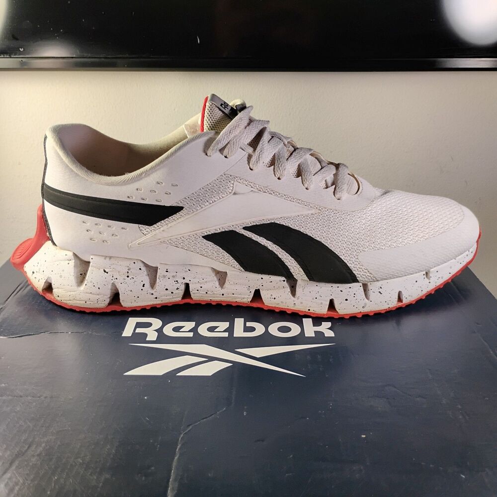 Reebok Zig Dynamica 2.0 Mens US 13 White Black Speckled Running Shoes Activewear